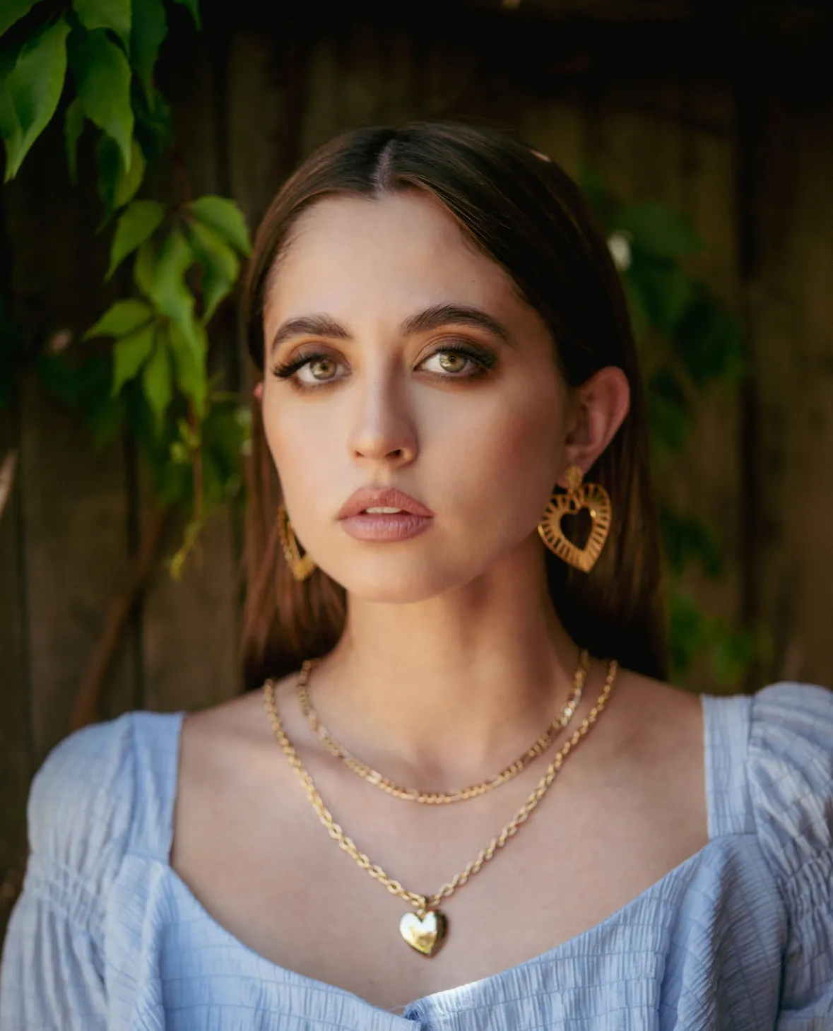 Camila Gold Striped Heart Earrings