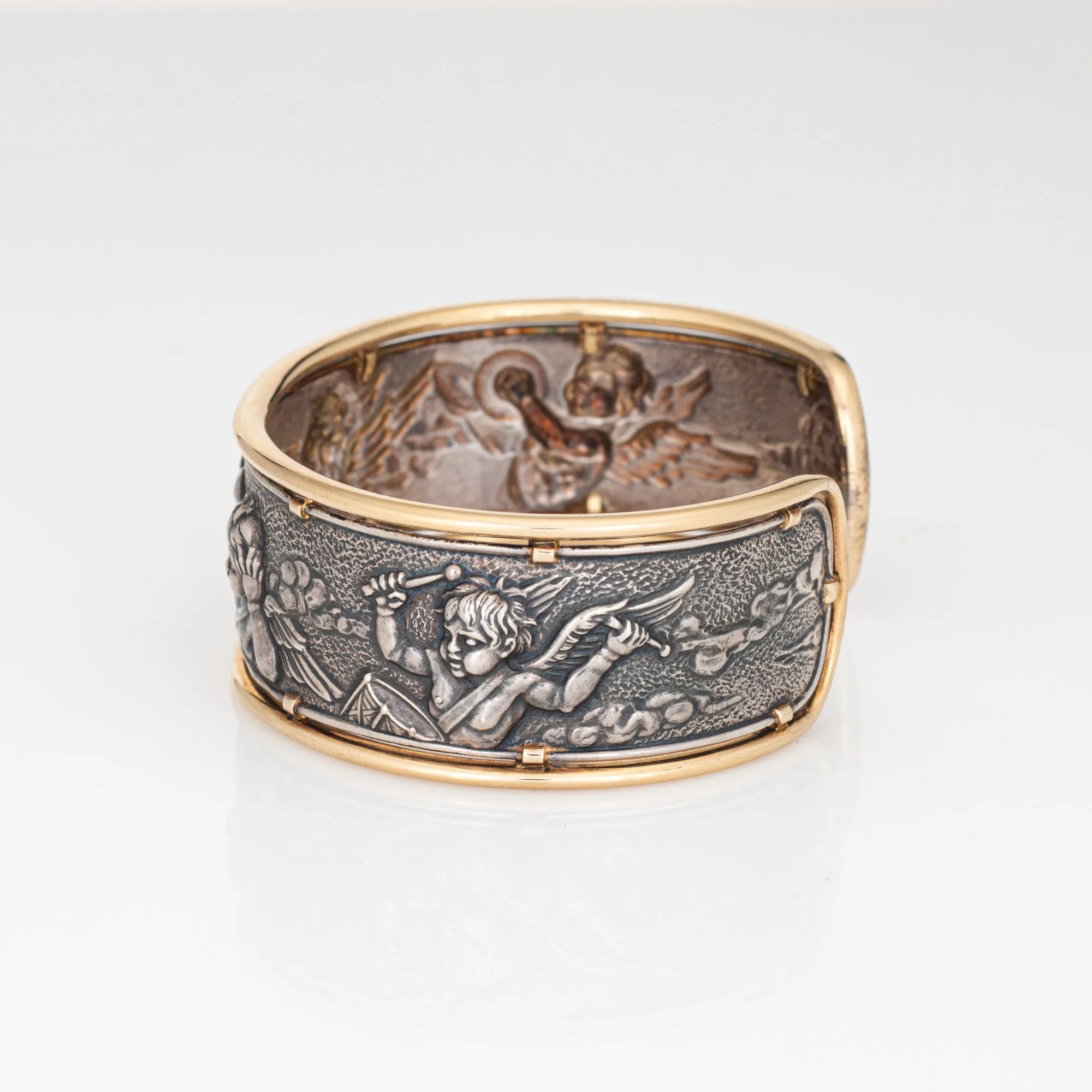 Carrera y Carrera Angels Cuff Bracelet Music Estate Sterling Silver 18k Gold