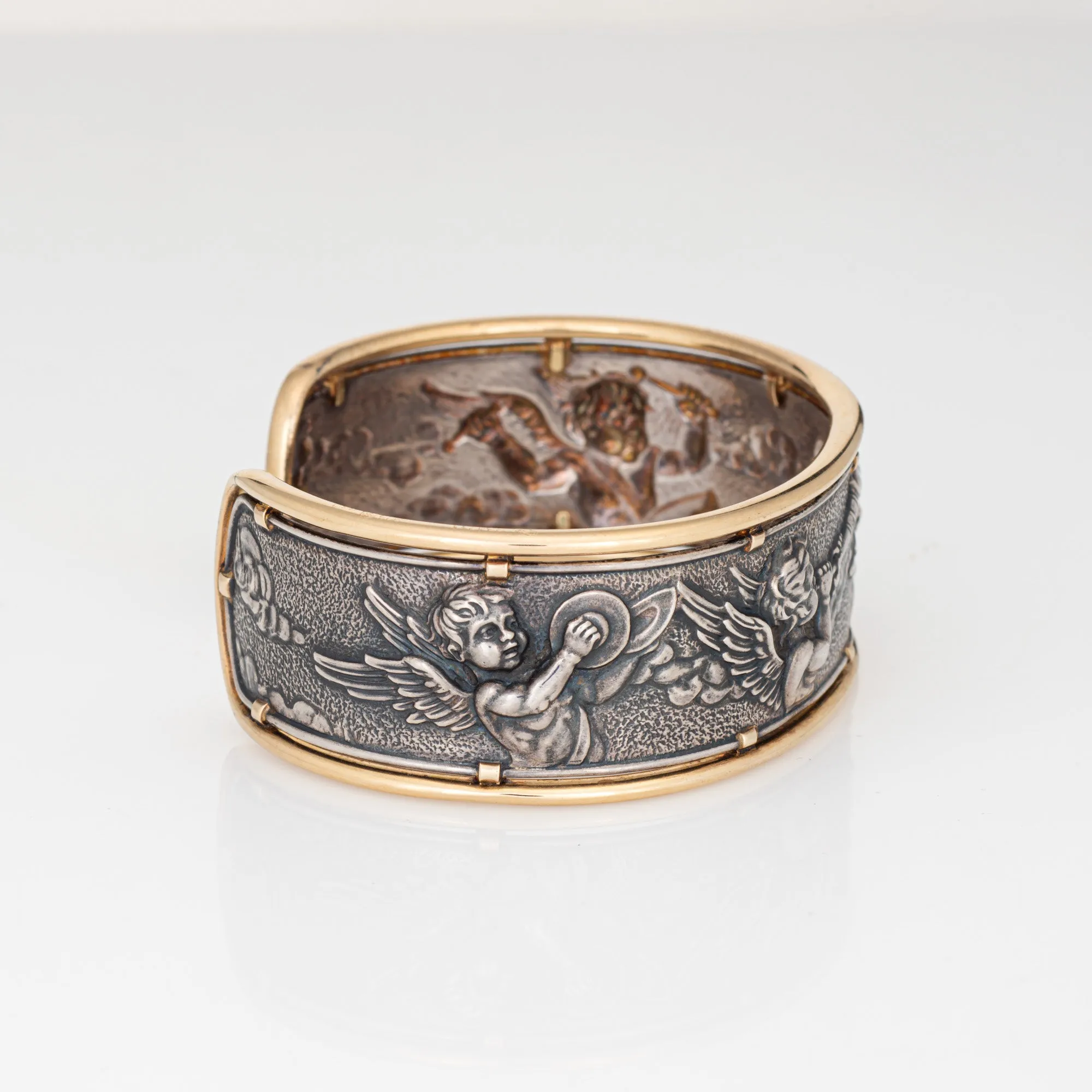 Carrera y Carrera Angels Cuff Bracelet Music Estate Sterling Silver 18k Gold