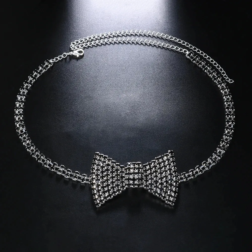 Carrie Crystal Bow Tie Choker Necklace