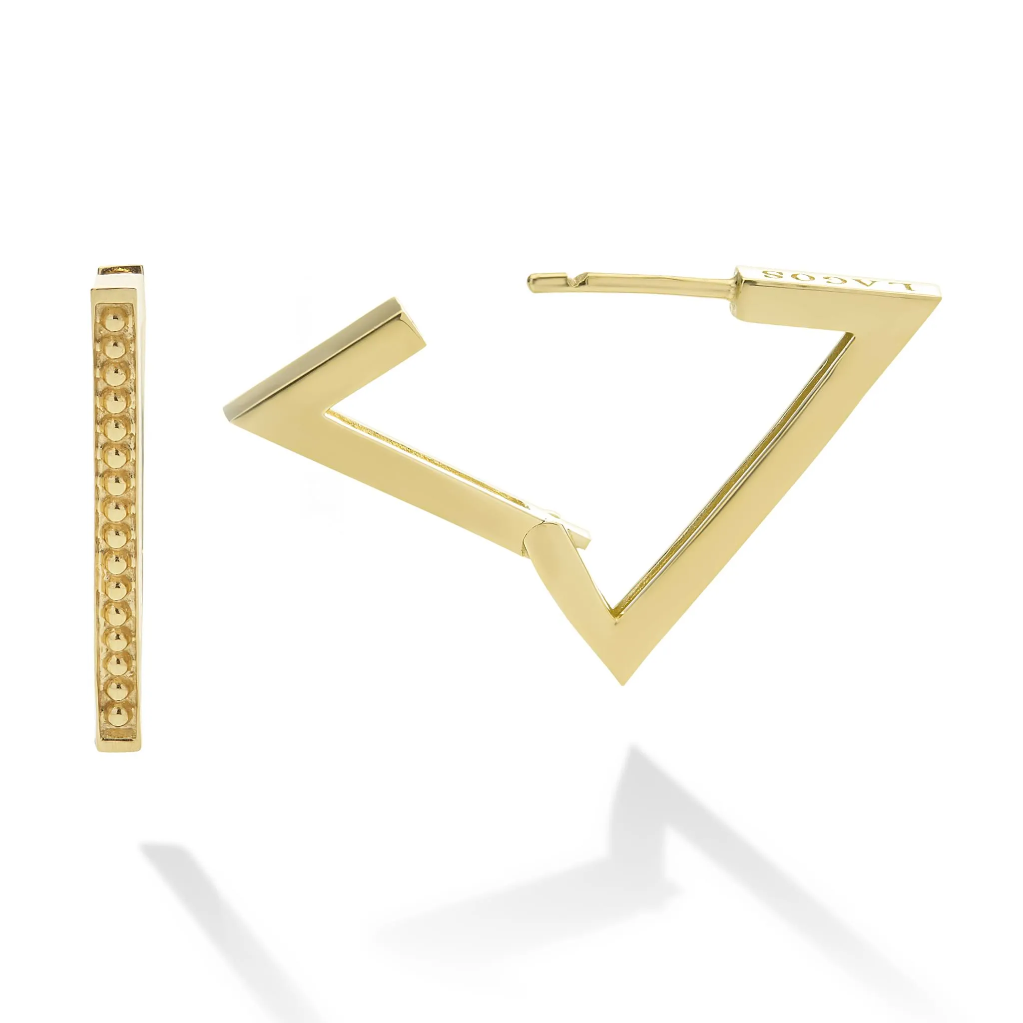 Caviar Gold 18K Gold Triangle Caviar Hoop Earrings