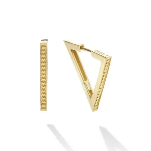Caviar Gold 18K Gold Triangle Caviar Hoop Earrings