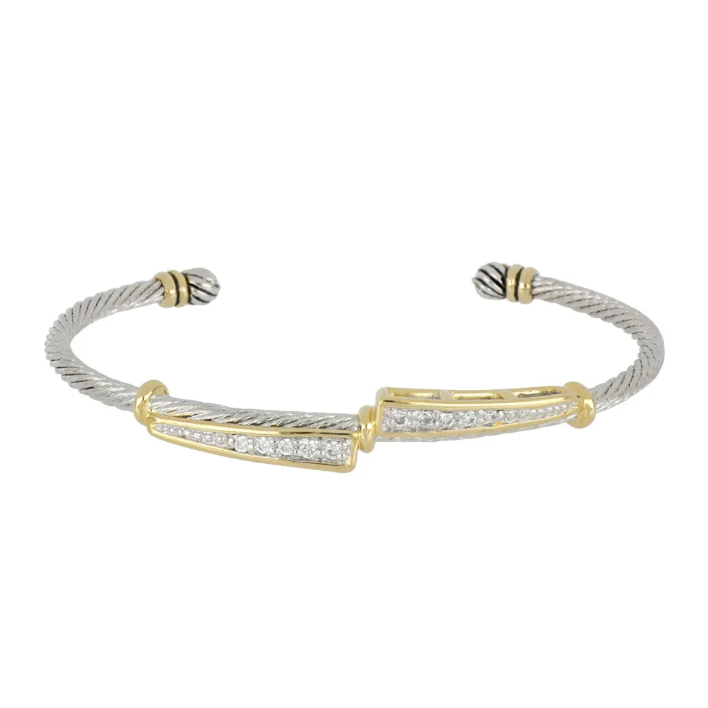 Celebration Petite Pavé Dual Channel Wire Cuff Bracelet