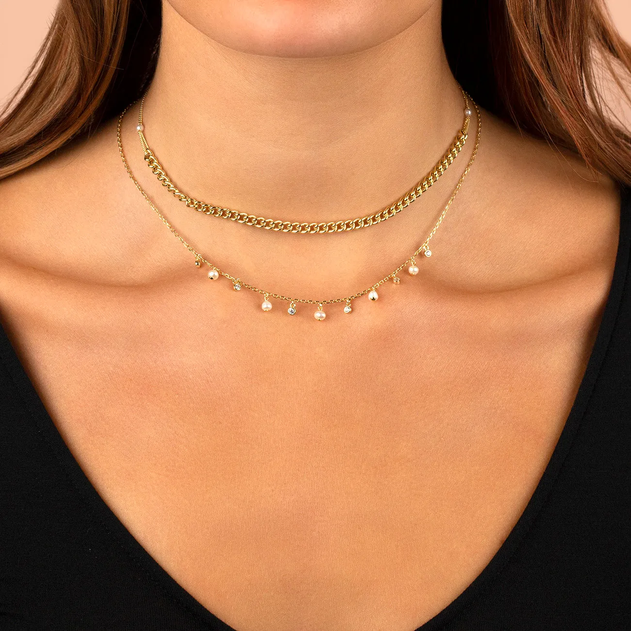 Chain Link Pearl Choker