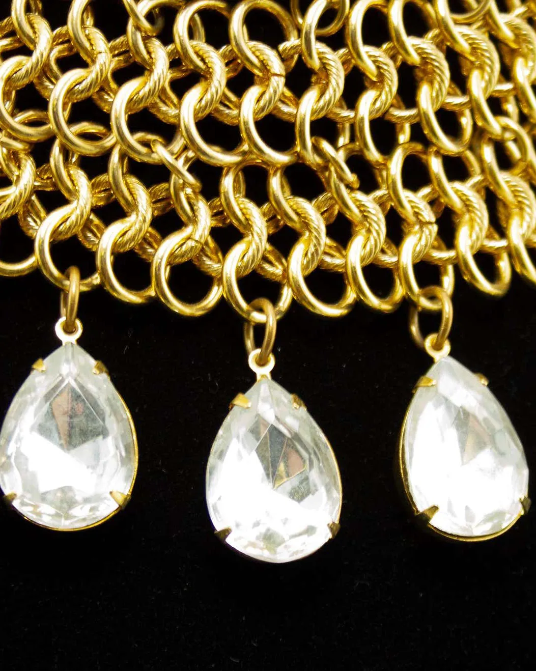 Chainmail Choker with Rhinestone Drops