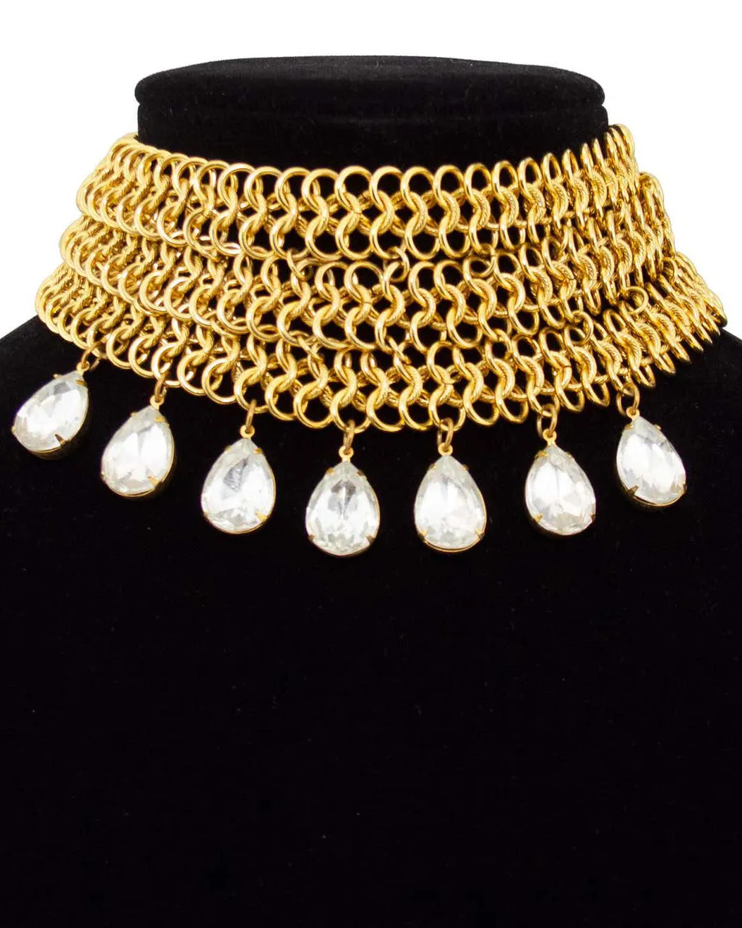 Chainmail Choker with Rhinestone Drops