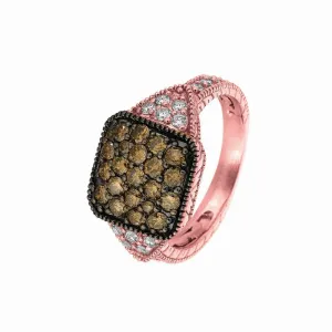 CHAMPAGNE & WHITE DIAMOND RING 14K GOLD (1.53 CTW)