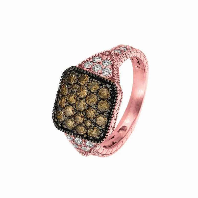 CHAMPAGNE & WHITE DIAMOND RING 14K GOLD (1.53 CTW)