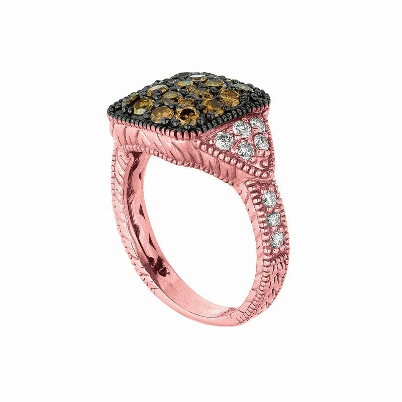 CHAMPAGNE & WHITE DIAMOND RING 14K GOLD (1.53 CTW)
