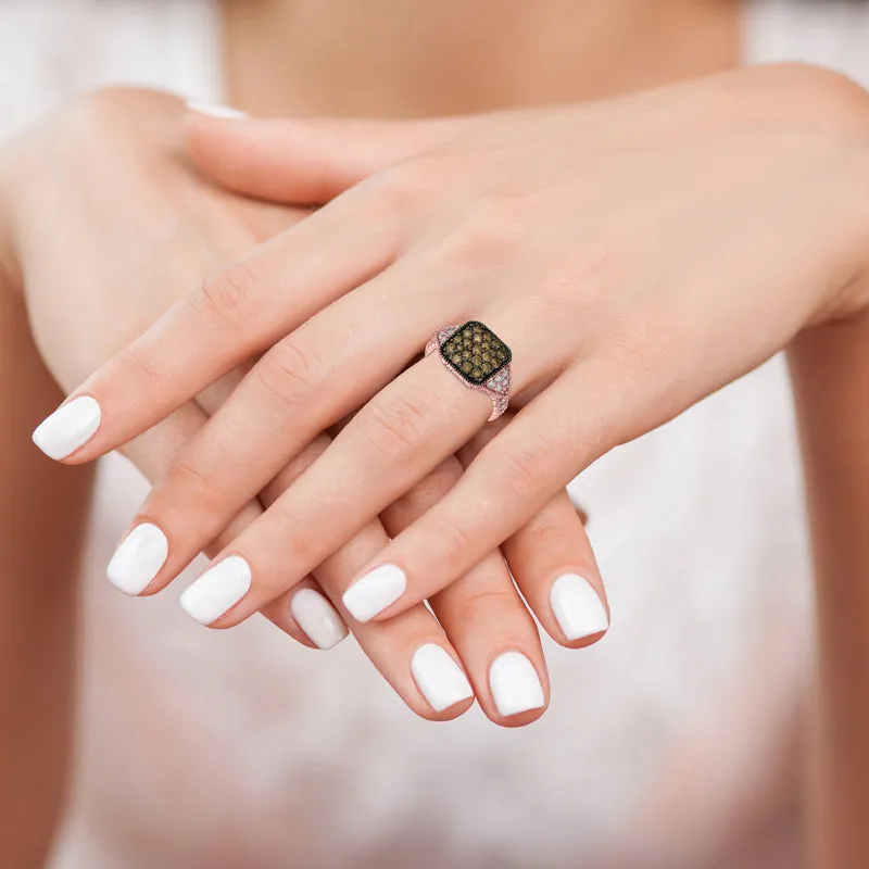 CHAMPAGNE & WHITE DIAMOND RING 14K GOLD (1.53 CTW)