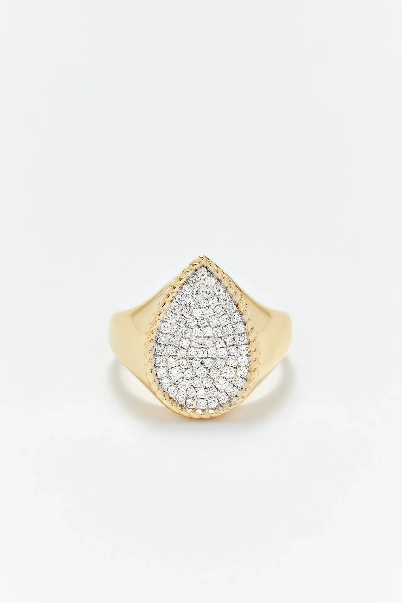 Chevalière Poire Diamants - Or Jaune