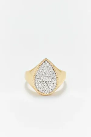 Chevalière Poire Diamants - Or Jaune