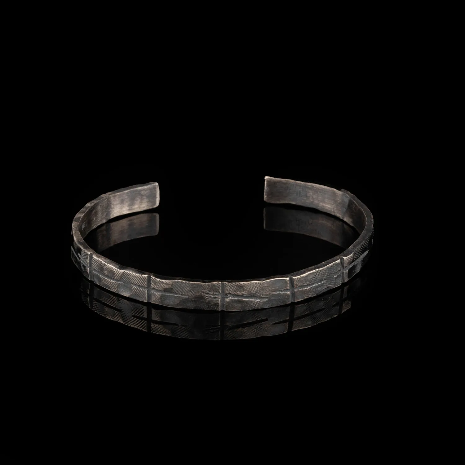 Chicotta Men's Handcrafted Sterling Silver One-Size Cuff Bracelet with Engraved Crosses