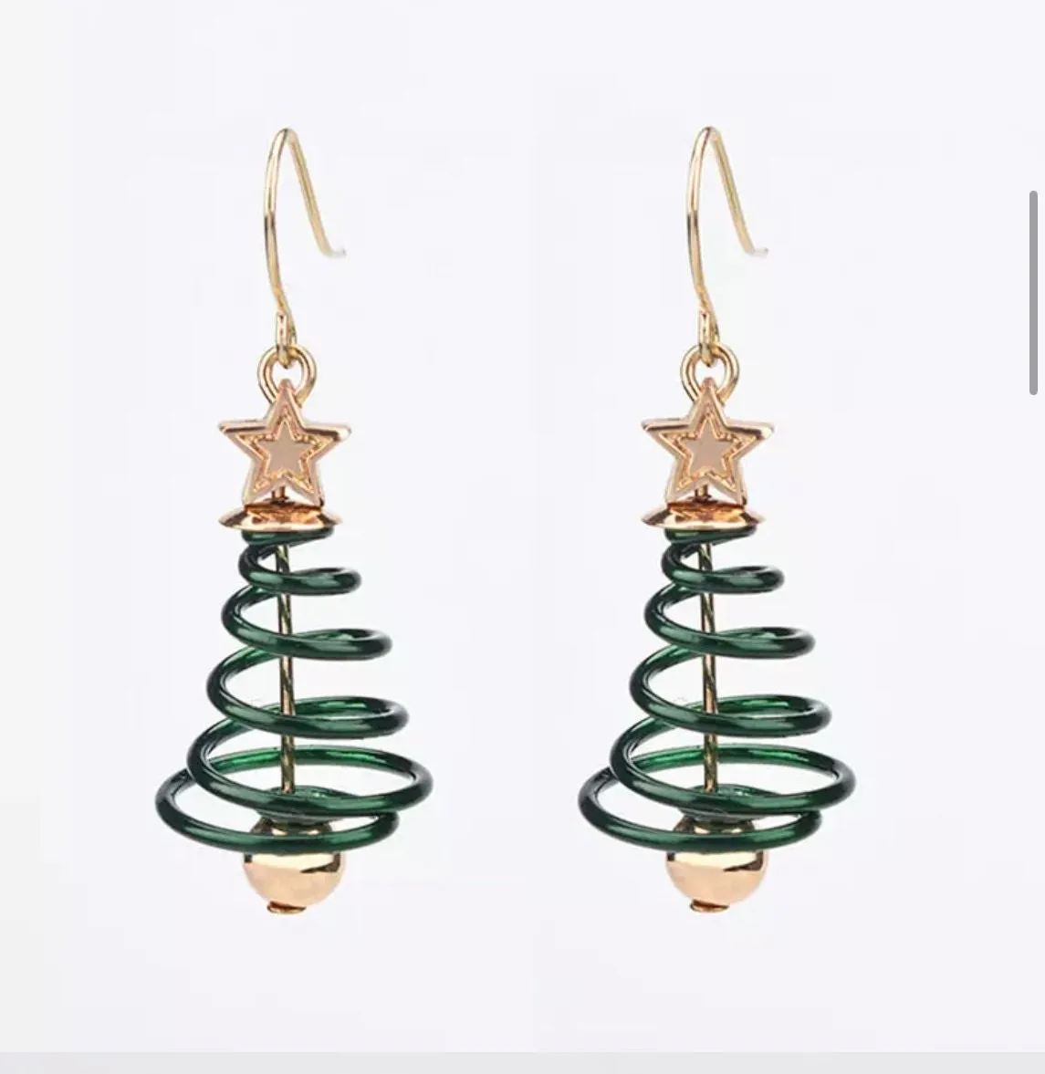 christmas tree earrings , green earrings Gift star earrings , green holiday earrings , dark green earrings, long green earrings