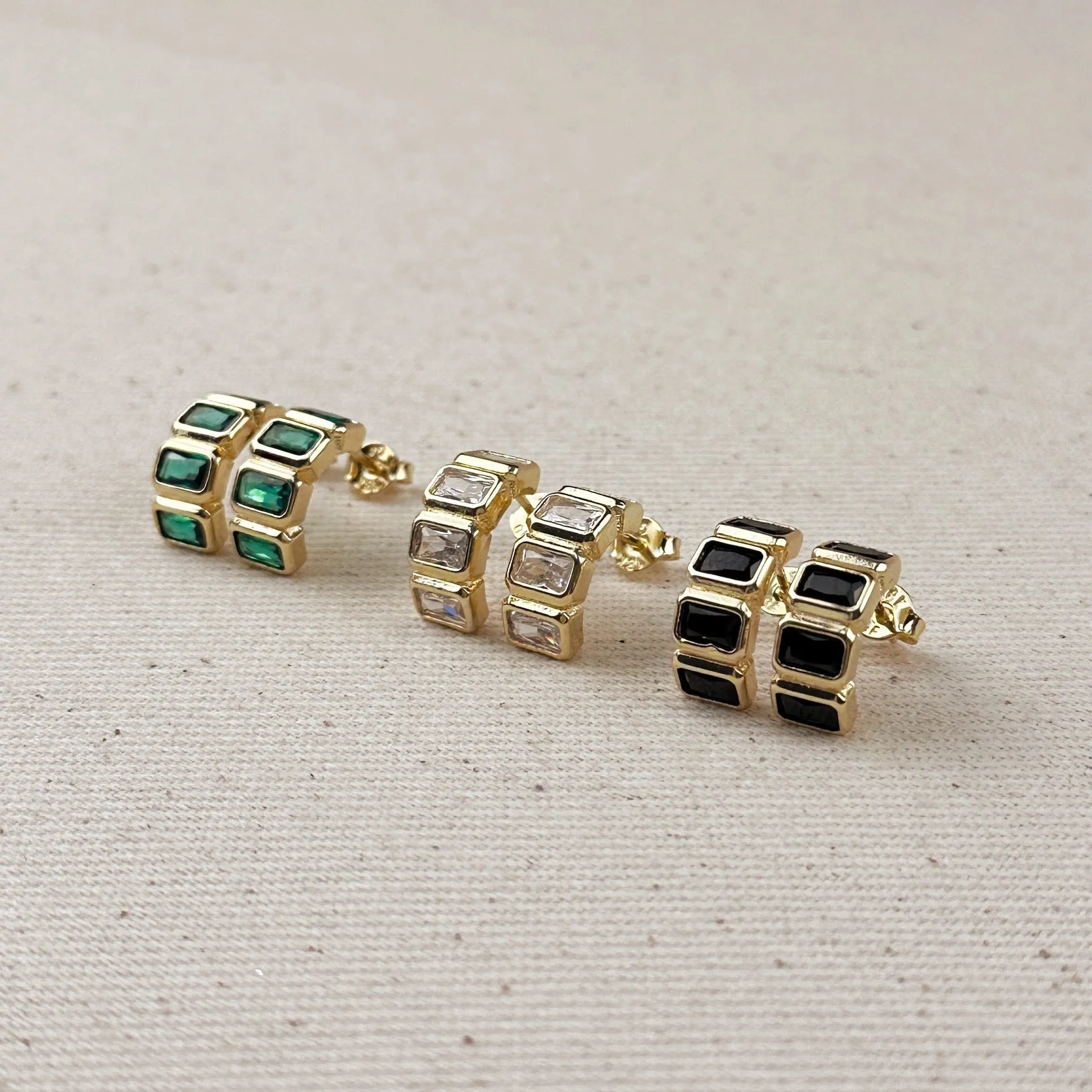 Chunky Cubic Zirconia Curve Earrings