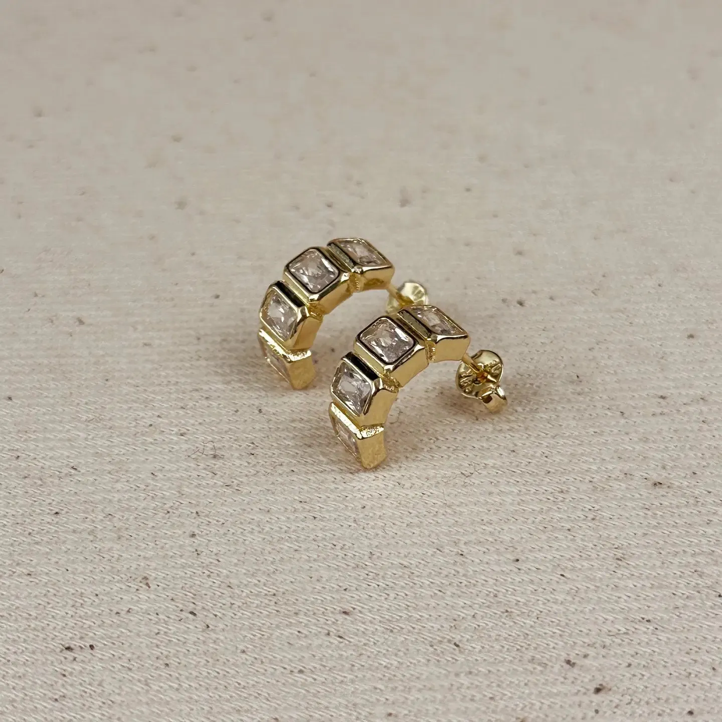 Chunky Cubic Zirconia Curve Earrings