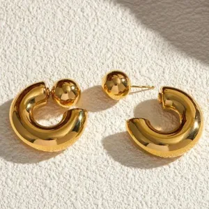 Chunky Geometric C-Shaped Earrings