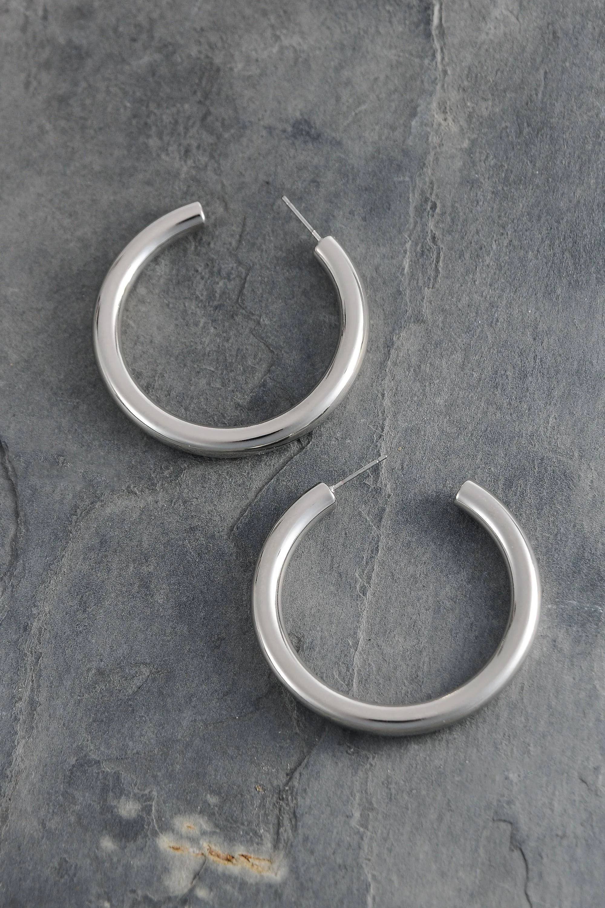 Chunky Hoop Earrings 1.75"