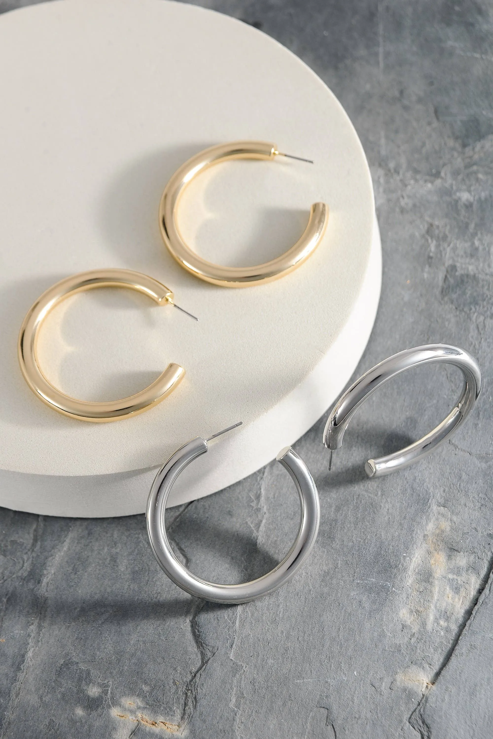 Chunky Hoop Earrings 1.75"