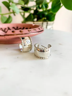 Chunky Sterling Silver Rope Hoop Earrings