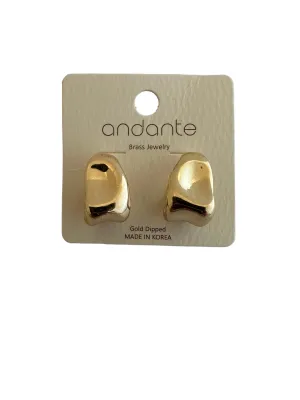 Chunky Thumb Print Gold Hoop Earring