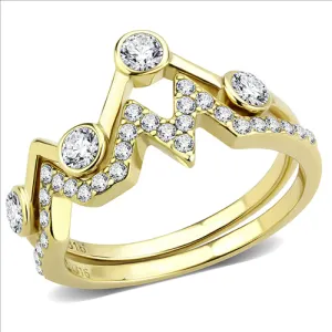 CJE3596 Wholesale Women's Stainless Steel IP Gold AAA Grade CZ Clear Stackable Ring