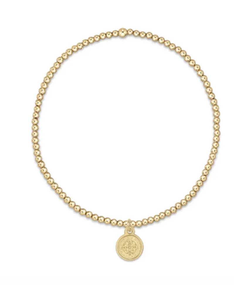 Classic Gold 2MM Bead Bracelet- Blessing Small Disc