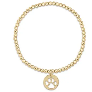 Classic Gold 3MM Bead Bracelet & Paw Print Disc