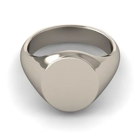 Classic Oval 11mm x 9mm - 9 Carat White Gold Signet Ring