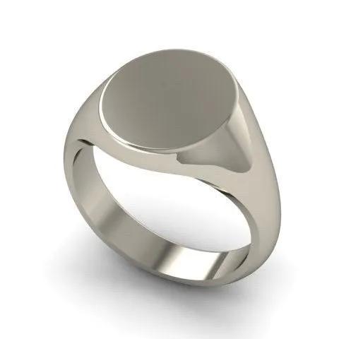 Classic Oval 11mm x 9mm - 9 Carat White Gold Signet Ring