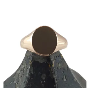 Classic Oval 14mm x 12mm - 9 Carat Rose Gold Signet Ring