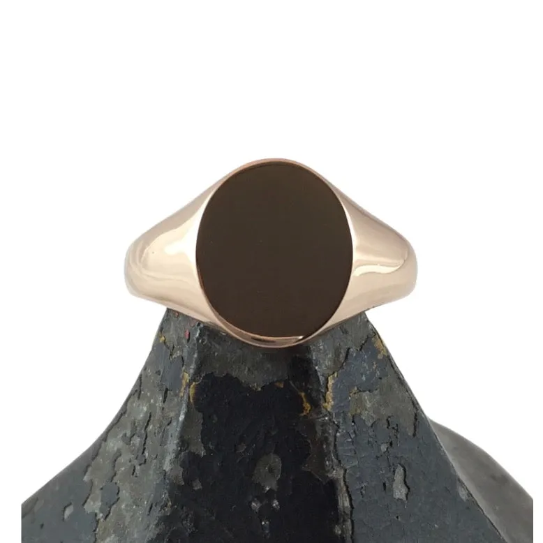 Classic Oval 14mm x 12mm - 9 Carat Rose Gold Signet Ring
