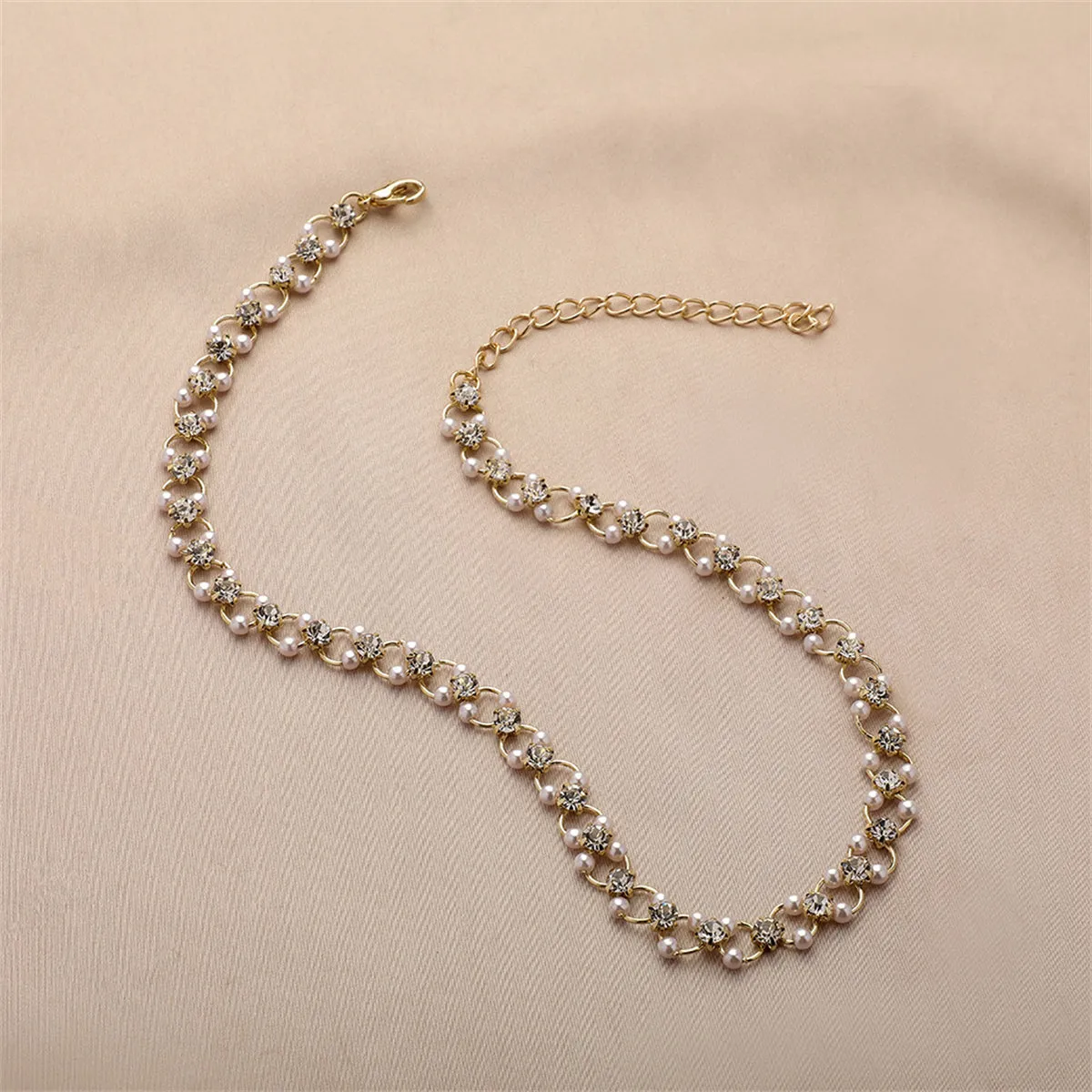 Clear Cubic Zirconia & Pearl 18K Gold-Plated Circle Choker Necklace
