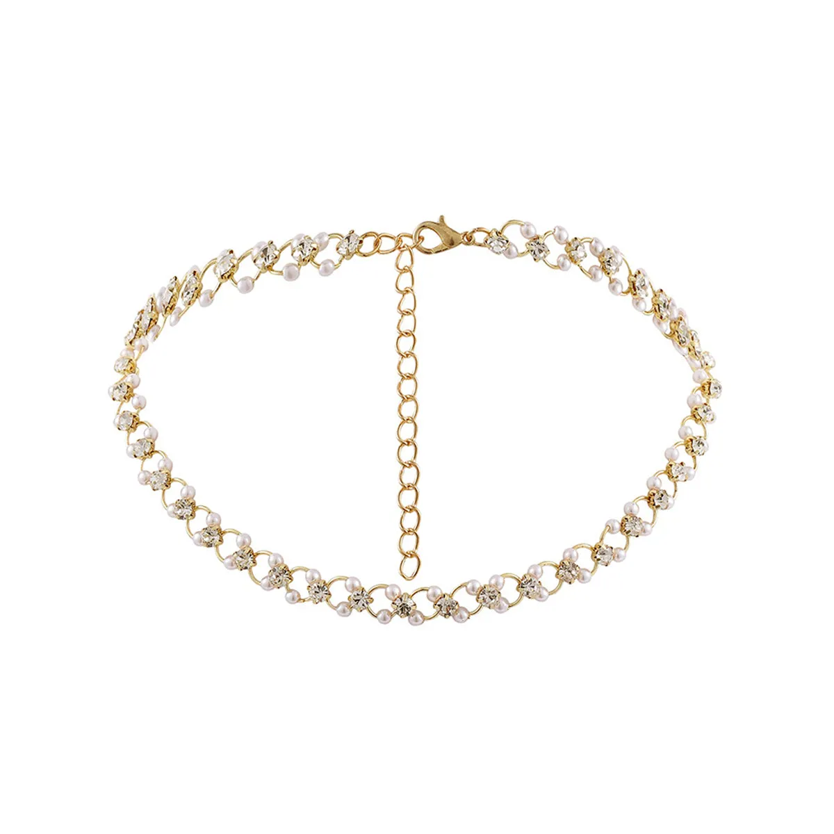 Clear Cubic Zirconia & Pearl 18K Gold-Plated Circle Choker Necklace