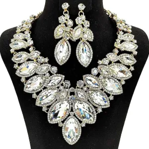 Clear Oblong Chunky Statement Necklace Set | She She's Closet