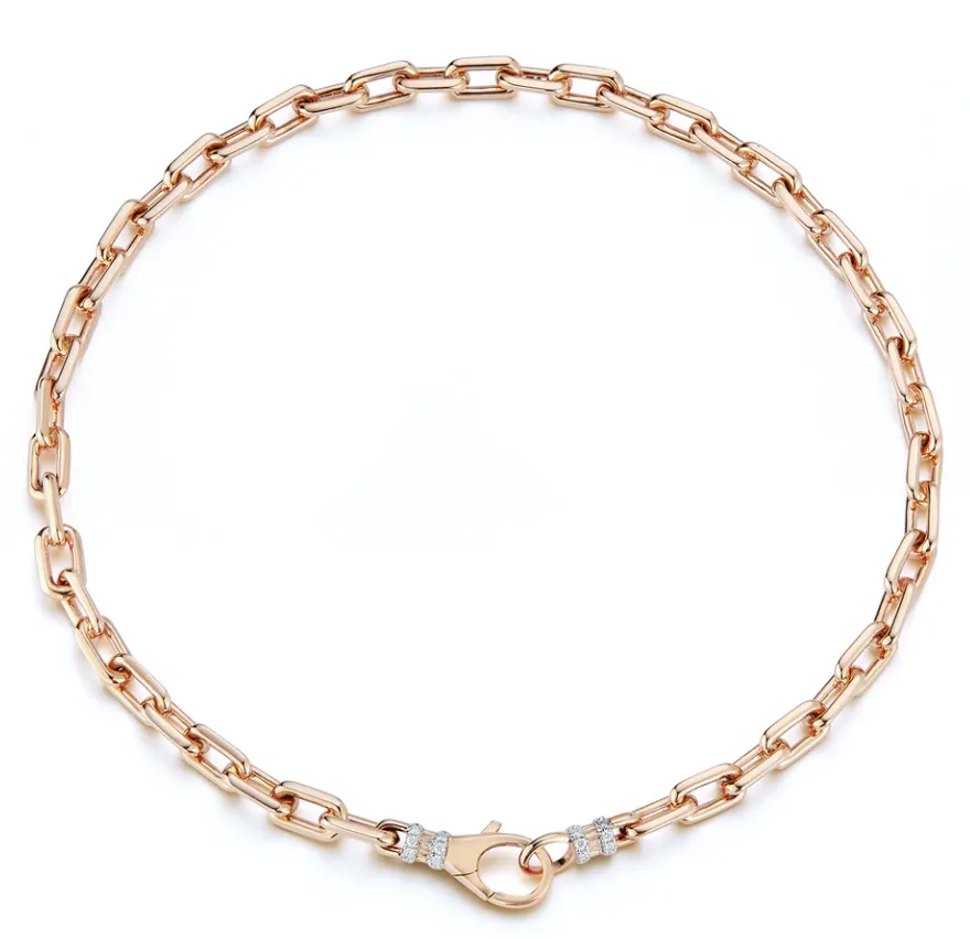 Clive Gold Chain Link Choker With Diamond Lobster Clasp