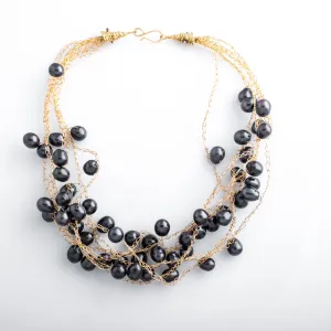 Cloud Necklace with Black Freshwater Pearls