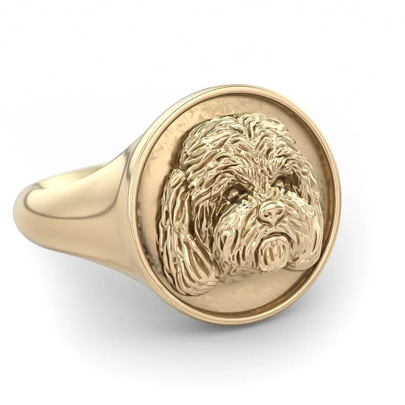 Cockapoo Breed Classic Round Signet Ring