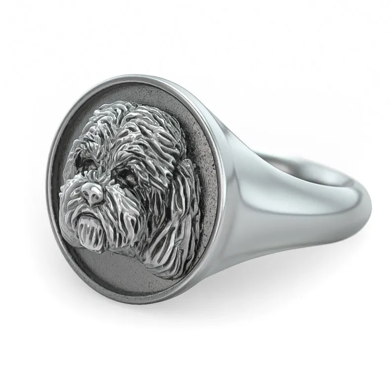Cockapoo Breed Classic Round Signet Ring