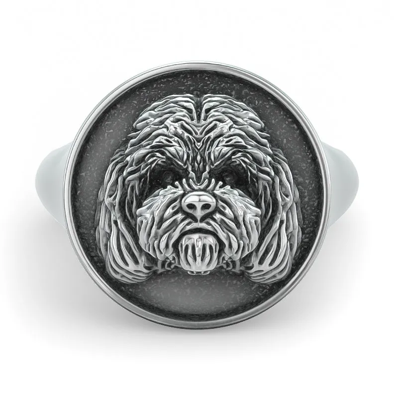 Cockapoo Breed Classic Round Signet Ring