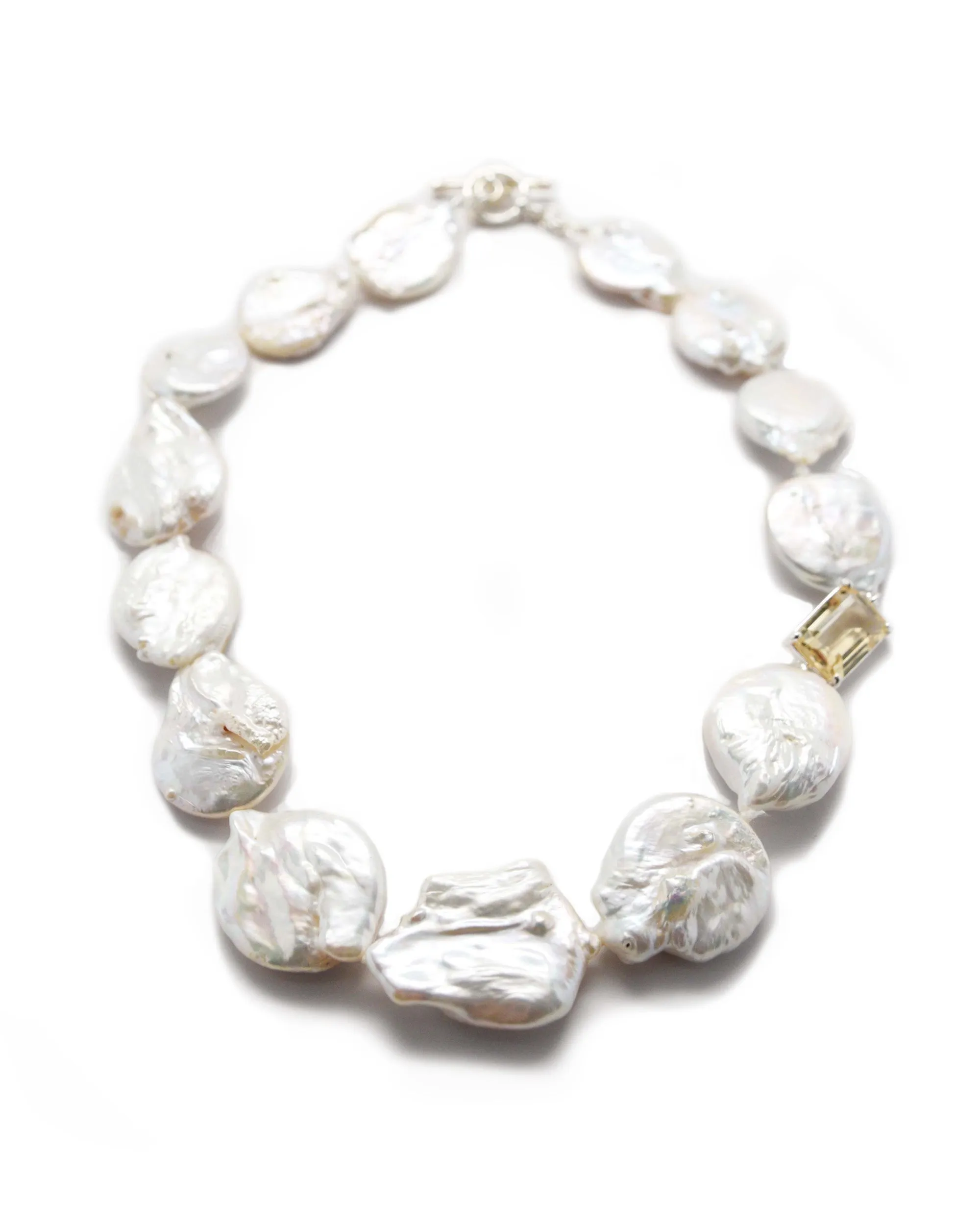 Coin Pearl Choker with Citrine
