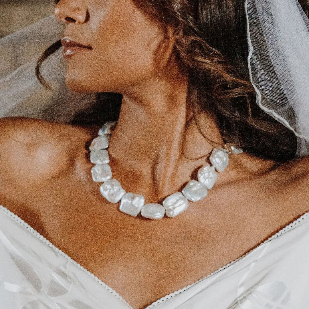 Coin Pearl Choker with Citrine
