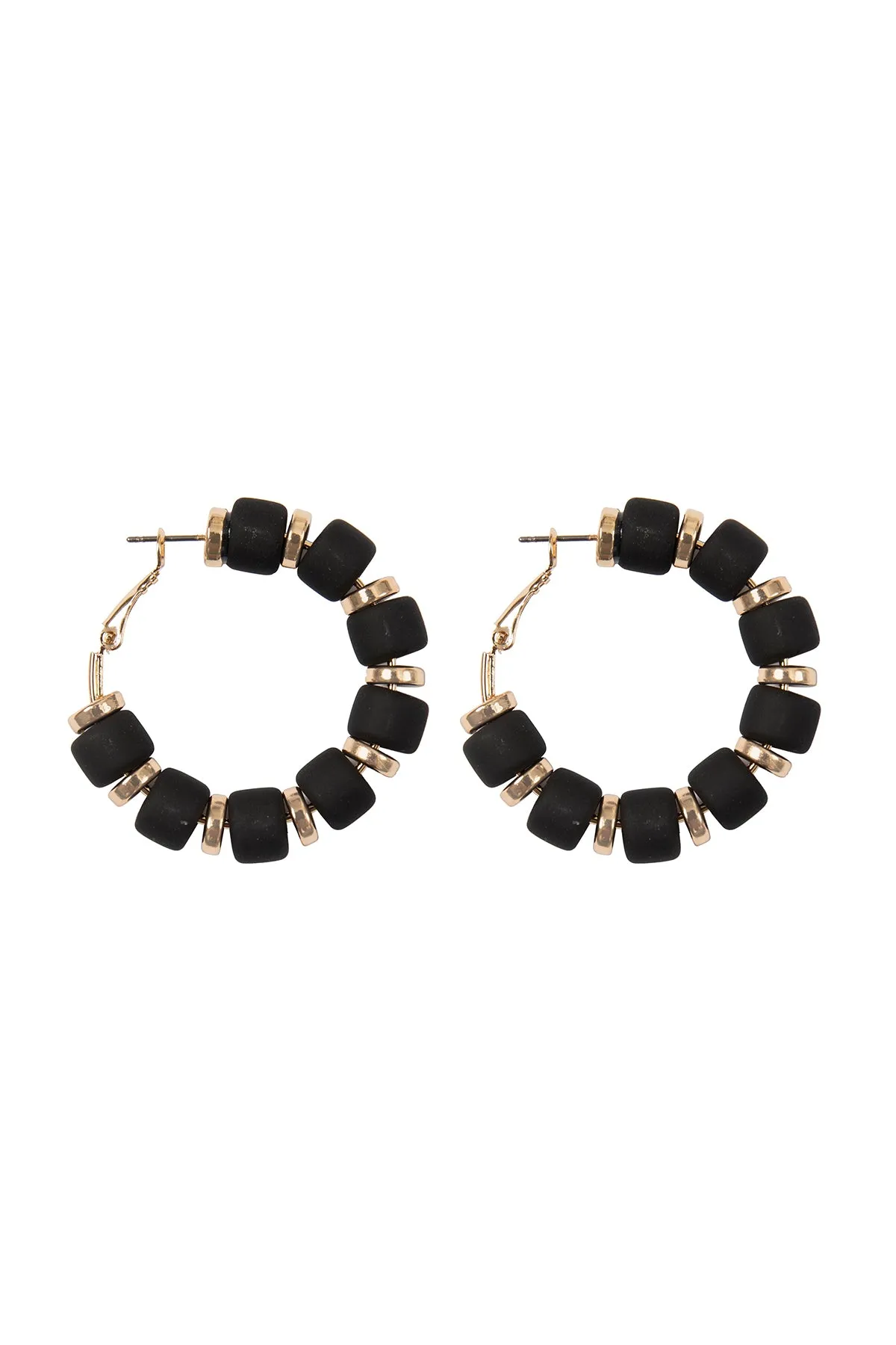 COLOR BEADS HOOP EARRINGS