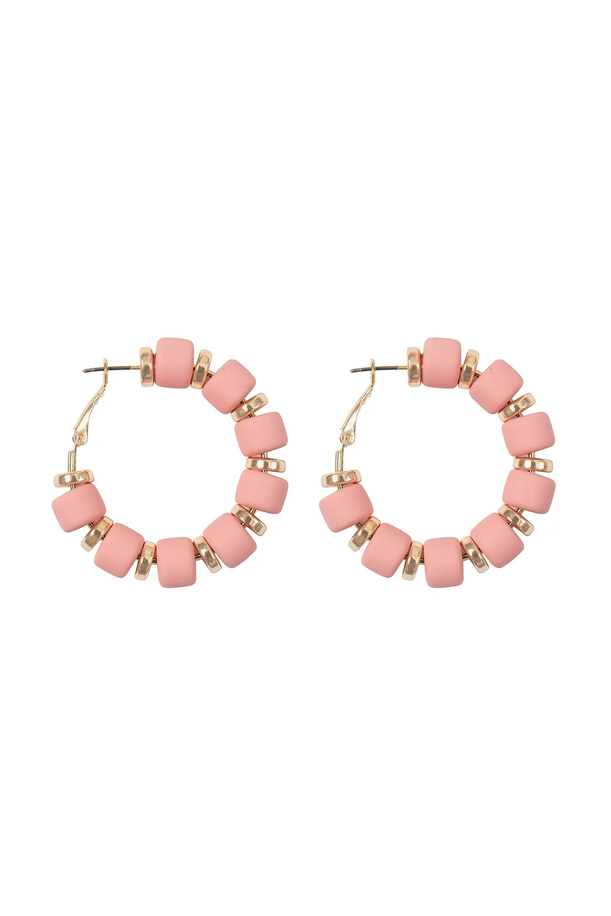COLOR BEADS HOOP EARRINGS