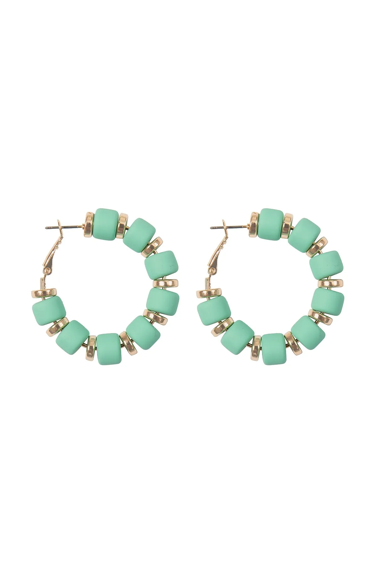 COLOR BEADS HOOP EARRINGS