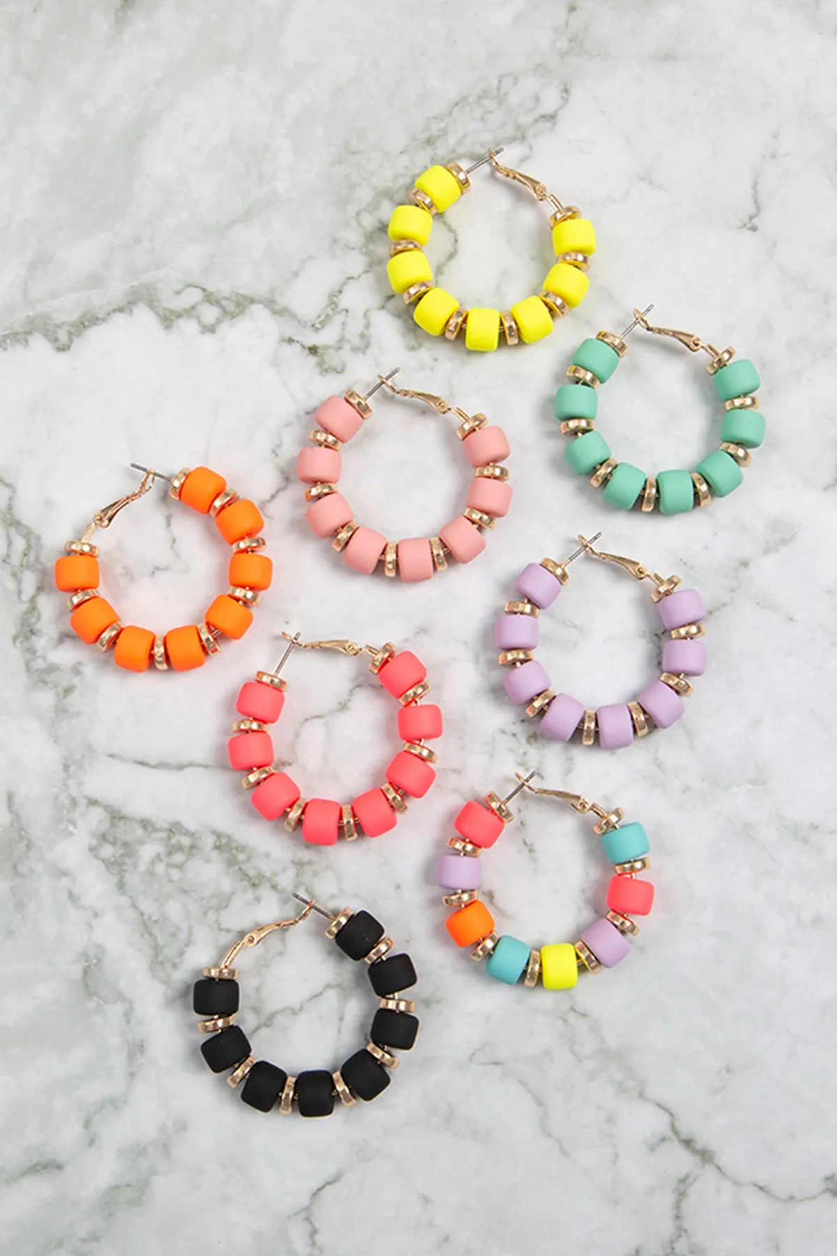 COLOR BEADS HOOP EARRINGS