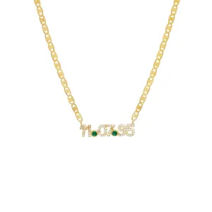 Colored Bezel Date Nameplate Necklace