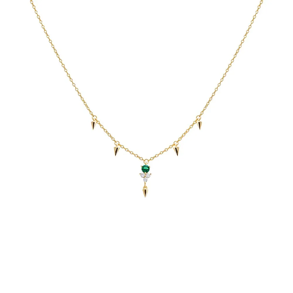 Colored Dangling CZ & Spikes Choker