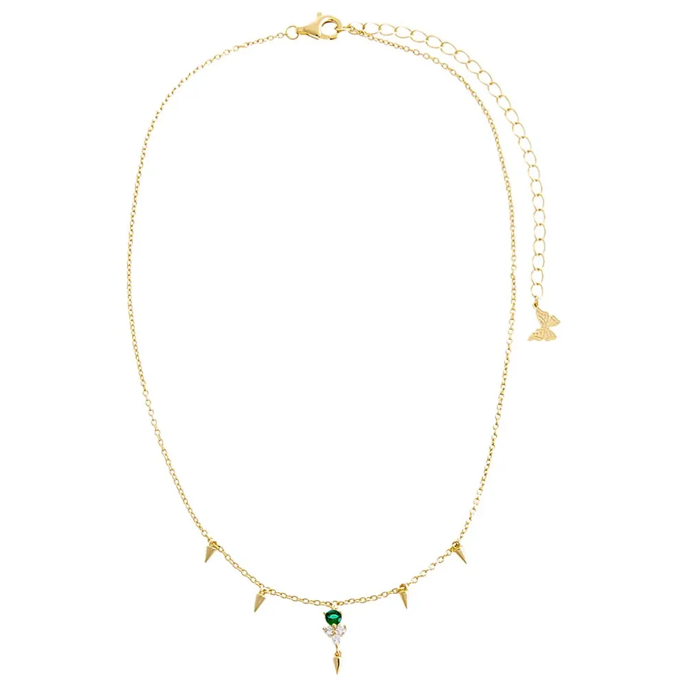 Colored Dangling CZ & Spikes Choker