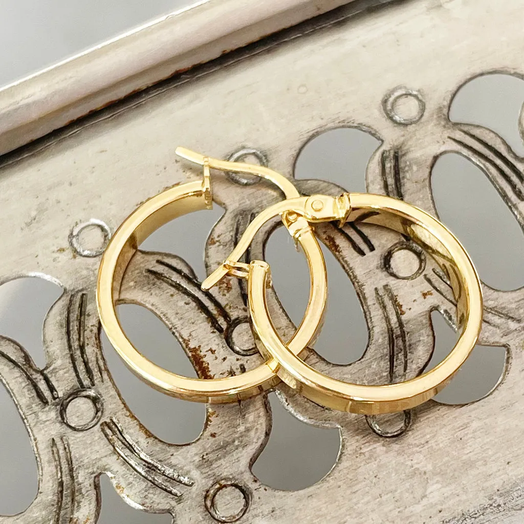 Contemporary Solid Flat Fronted Hoops 15mm